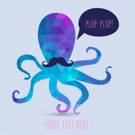 postcard with cute octopus hipster card mustashes