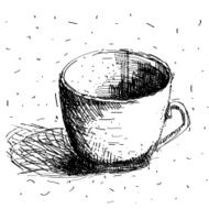 Scribble coffee cup isolated on white background Hand drawing sketch