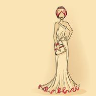 Elegant woman with clutch N4