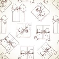 Seamless texture Hand drawn gift boxes with bows and ribbons N3