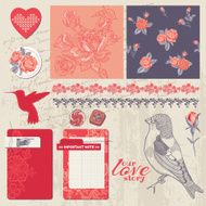 Scrapbook Design Elements - Vintage Roses and Birds N2