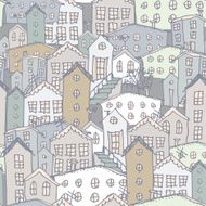 Urban winter landscape seamless pattern Sketch Gray blue vec