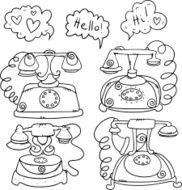Set vintage retro telephone isolated