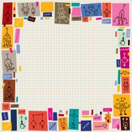 cute robots collage cartoon doodle border