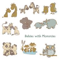 Doodled Animal Moms And Babies N2
