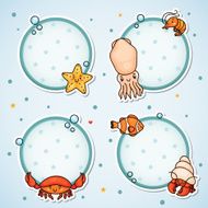 Labels with sea animals