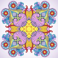 Hand drawn psychedelic round ornamental element N3