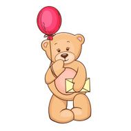 teddy with balloon and message