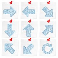 paper note and drawing arrow