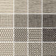Basic Doodle Seamless Pattern Set No 1 in black and white