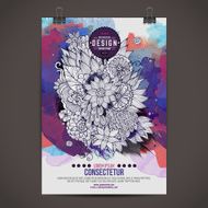 Vector watercolor paint floral poster N3