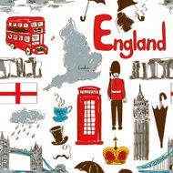Sketch England seamless pattern N2
