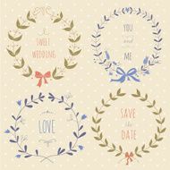Set of hand drawn wedding wreaths