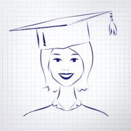 Student girl wearing graduation hat N3