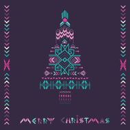 Christmas Tree - Tribal Vintage Aztec Theme hand drawn