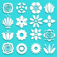 Set flowers isolated Floral flat icons