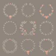 Set of 9 hand drawn wreaths N5