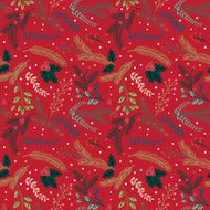 Seamless Tileable Christmas Holiday Floral Background Pattern - Vector Illustration N6