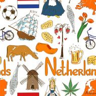 Sketch Netherlands seamless pattern N3
