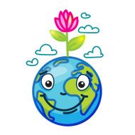 Smiling globe (Earth) in cartoon doodle N3