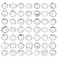 Different children faces cartoon
