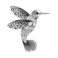 Zentangle stylized black Hummingbird Hand Drawn vector illustra