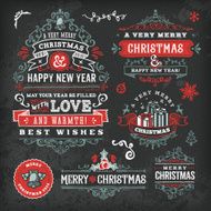 Hand Drawn Blackboard Christmas Labels &amp; Badges N11