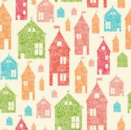 Detailed Houses Silhouettes Seamless Pattern Background
