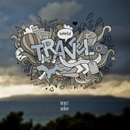 Travel hand lettering and doodles elements background N4