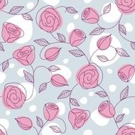 Seamless hand drawn pattern with pink roses