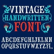 Vintage hand written vector font N12
