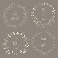 Hand drawn set of wedding wreaths N4