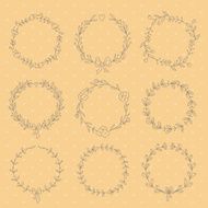 Set of 9 hand drawn wreaths N6