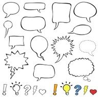 Comics-style speech bubbles balloons isolated on white background