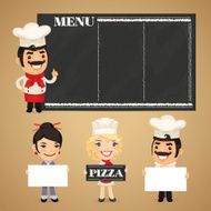 Chefs Presenting Empty Banners
