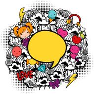 Abstract background with cute kawaii doodles N5