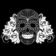 Skull and roses black