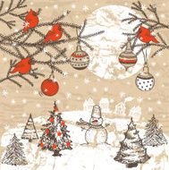 Vintage style hand-drawn Christmas illustration N10