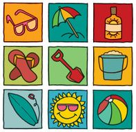 Holiday and summer block icon set