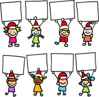 christmas children around banner