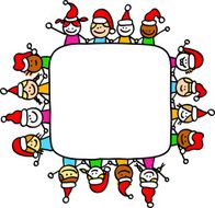 christmas kids around sign cartoon illustration N2