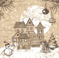 Vintage style hand-drawn Christmas illustration N11