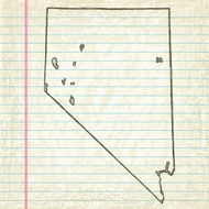 Vector Sketchy Map on Aged Lined Paper Background Nevada