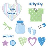 Baby boy shower card - scrapbook design elements N2