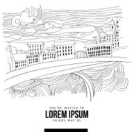 Sketch styled abstract tourist location