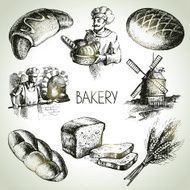 Bakery sketch icon set N2