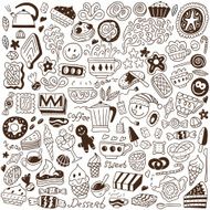 Coffee tea and sweets - doodles collection N2