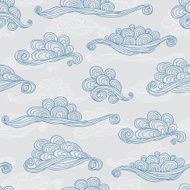 Curled clouds seamless pattern