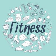Color Sport and fitness doodle pattern frame for your text N3