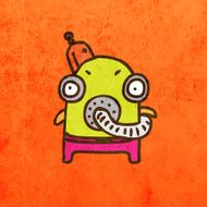 Alien with air mask Cartoon Illustration Doodle Design Paper Background